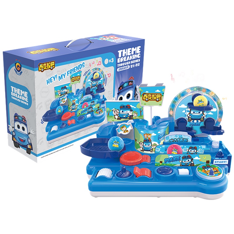 正版百变校巴车长消防车队长警长歌德变形机器人大巴士玩具男孩笑吧 主题闯关系列 警长歌德