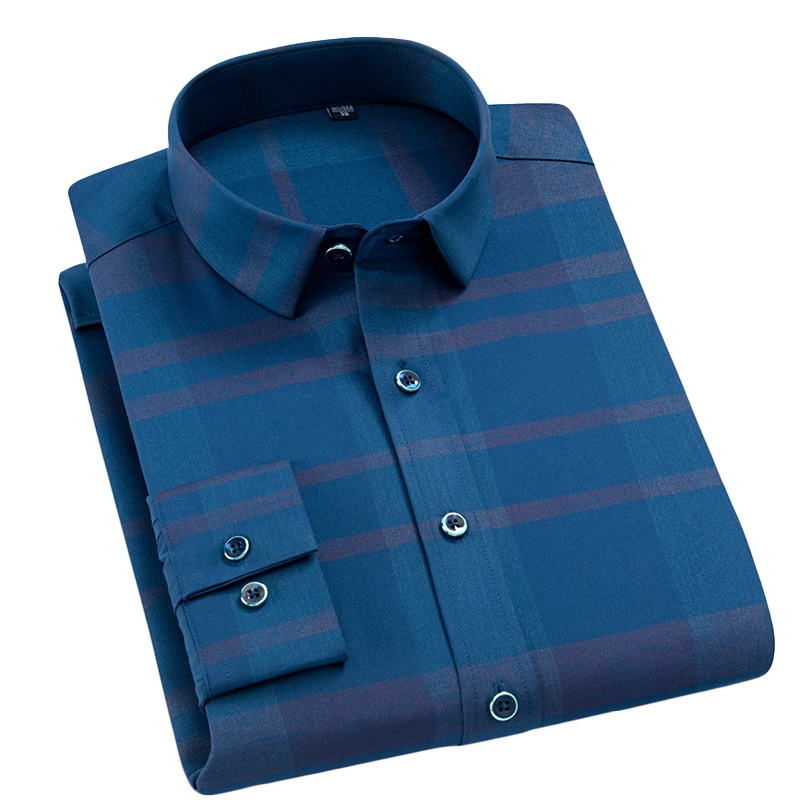 冰洁 2020秋季长袖衬衫男士修身薄款免烫衬衣中青年休闲男装