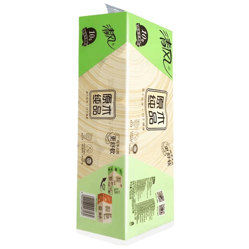 清风卷纸原木纯品3层240段10卷卷筒卫生纸巾餐巾纸家庭装