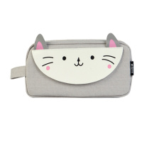 晨光(M&G)文具灰色大容量方形笔袋 学生文具盒 别咬我系列小猫咪形象铅笔收纳袋
