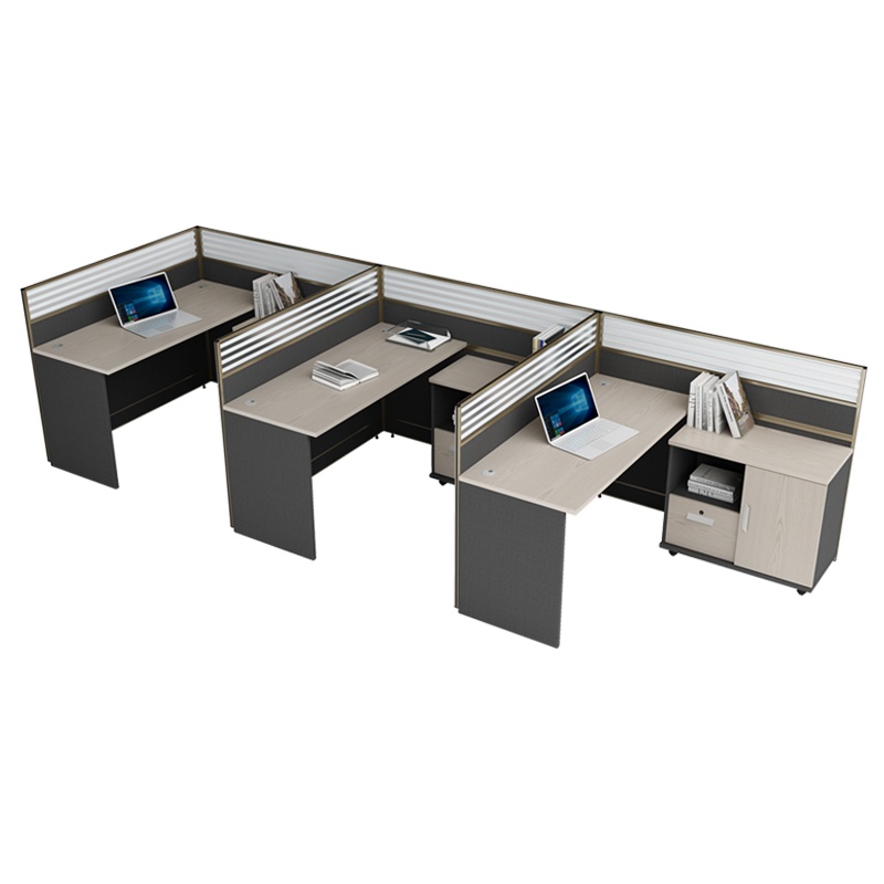 匡大 简约现代板式屏风桌4.2米办公桌三人位职员桌KD-16L2058