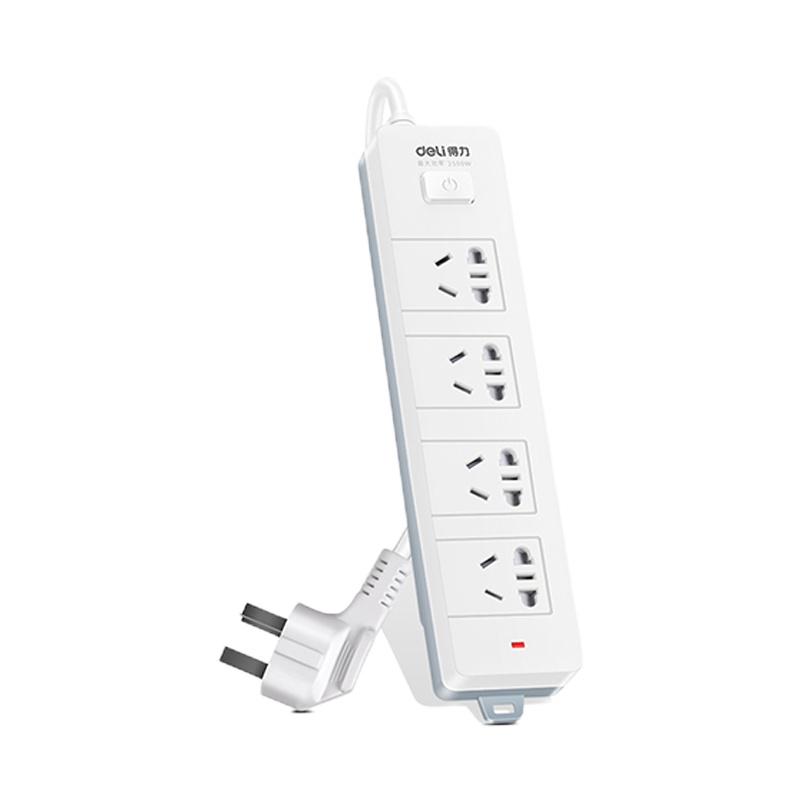 得力(deli)18253新国标4位组合孔3米 总控开关插座/插排/插线板/接线板/排插/拖线板 白色