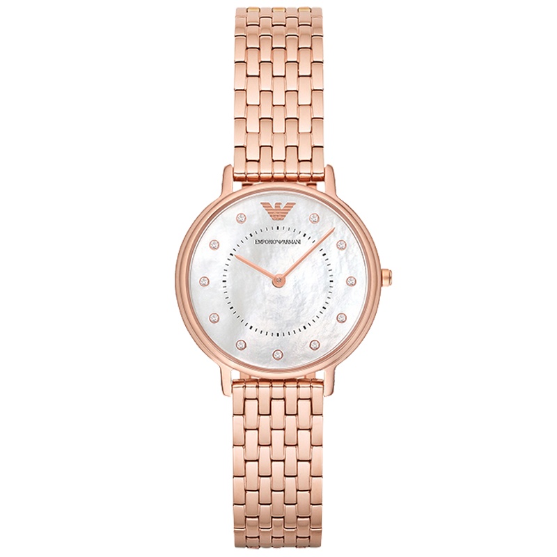 阿玛尼（Emporio Armani) 手表女 玫瑰金时尚简约小巧精致石英表 女表AR11006