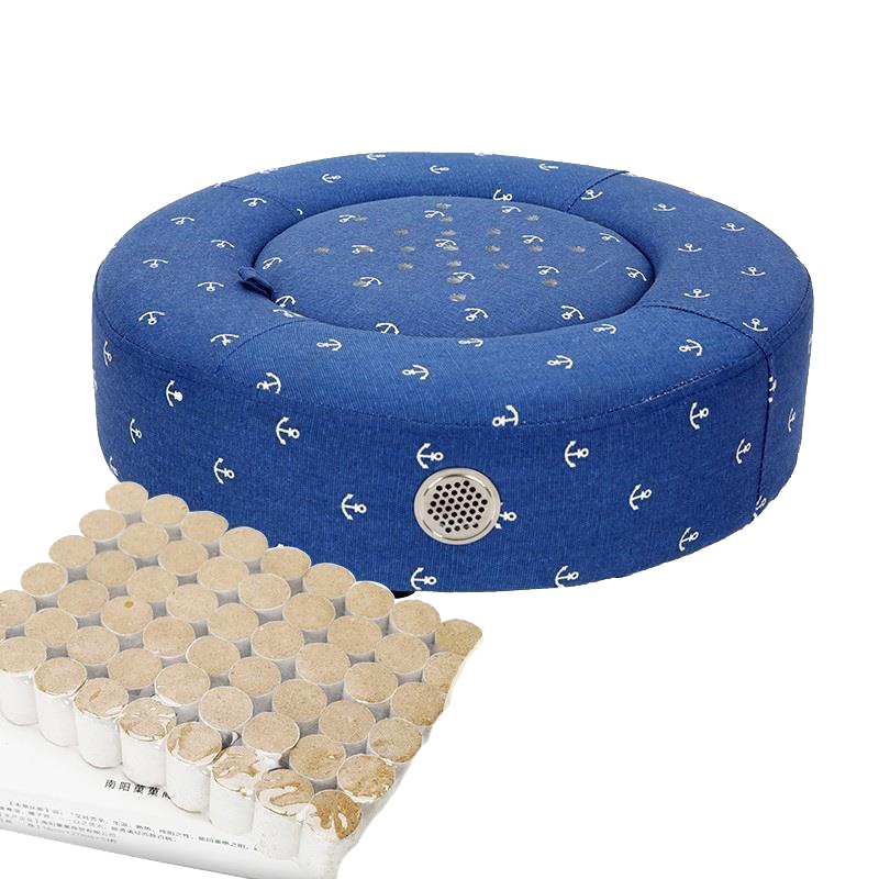 卜吻中医保健 艾灸盒艾条艾柱随身灸家用艾盒木制宫蒸坐灸凳床温灸仪器 蓝色艾灸凳+十年陈艾柱一盒54粒