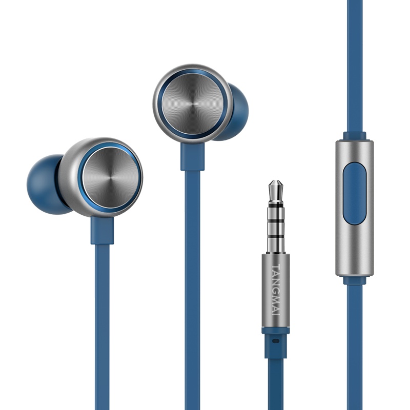 唐麦 F50 入耳式高音质耳机有线重低音安卓苹果手机电脑通用k歌HIFI挂耳塞科幻蓝