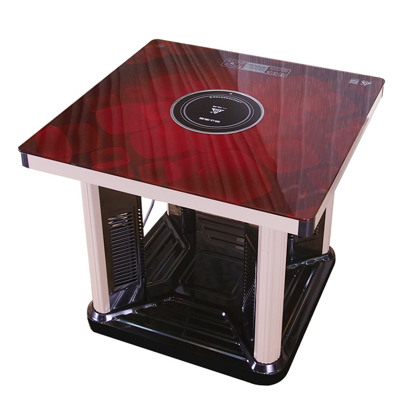 一均电暖炉电暖桌T1红拉丝80*80*69cm家用取暖桌取暖器烤火炉多功能环保节能电烤火方几