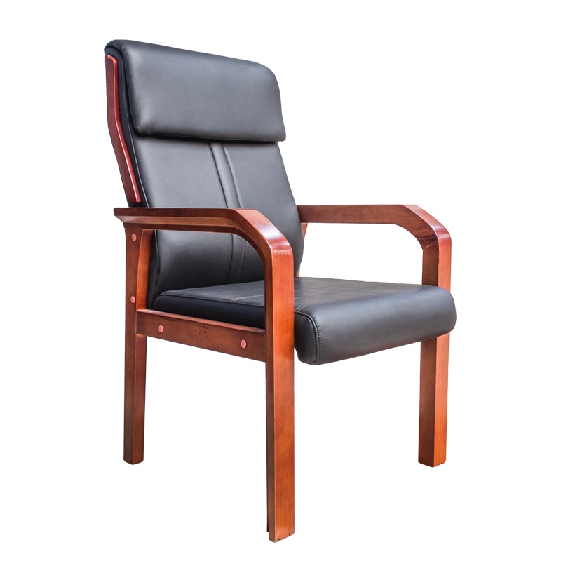 [硕辉]JH-394会议椅 木质皮椅 办公椅 电脑椅 办公家具 带扶手 简约舒适