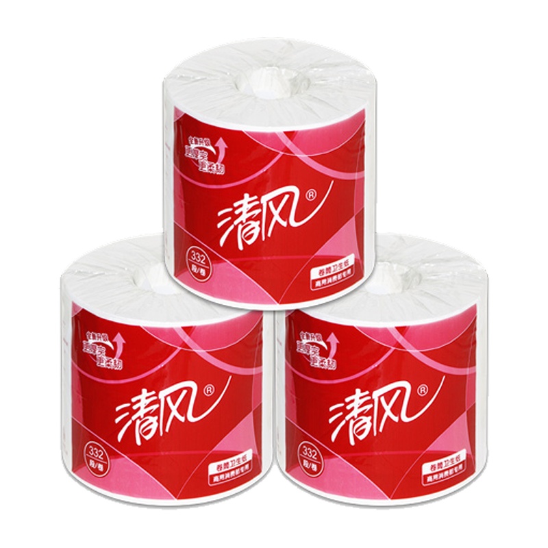清风 卷纸 有芯卷纸 商用 三层平纹332段/卷*60卷 卷筒卫生纸(箱装)
