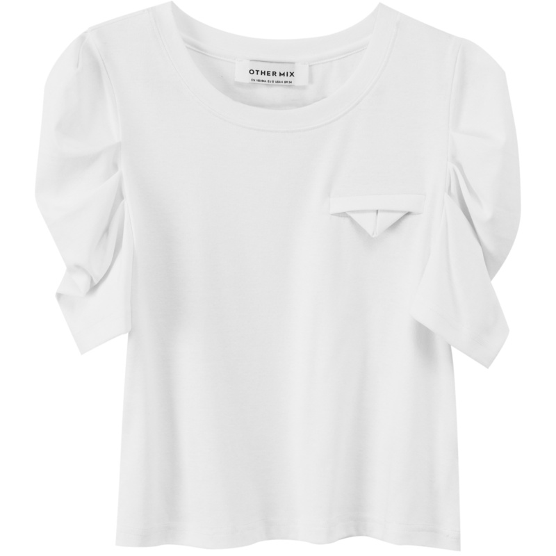 OtherMix纯白公主袖T恤2021年夏季新款韩版创意修身短袖女式上衣