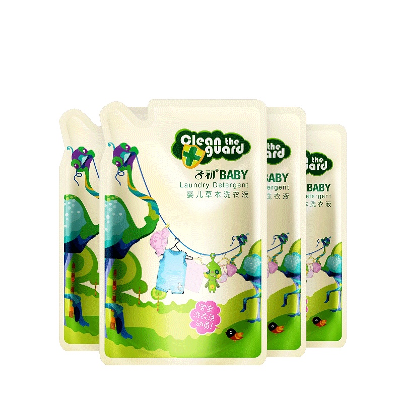 子初springbuds母婴幼儿童草本洗衣液补充装500ml*4衣物洁净机洗手洗袋装有香味