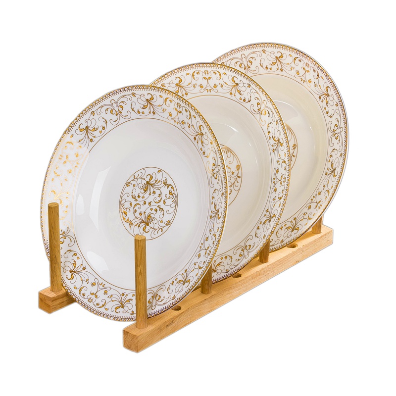 12件套碗碟套装 家用陶瓷吃饭碗盘子菜盘面碗汤碗大号碗筷餐具组合-奢华金边