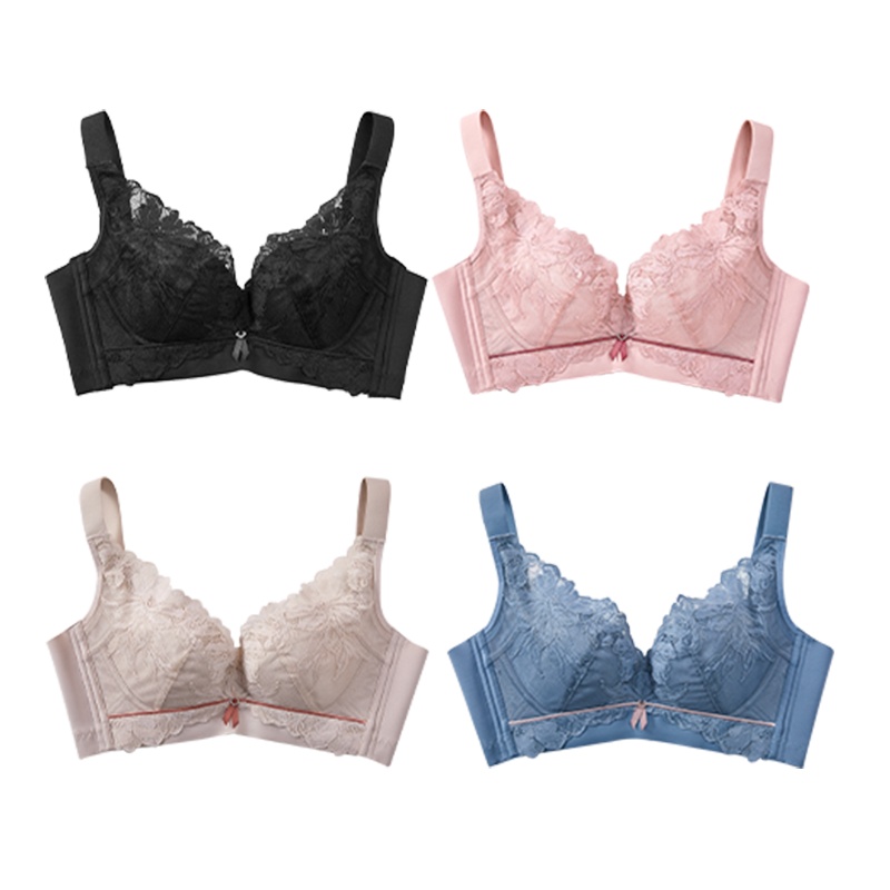 ENK内衣大胸显小收副乳性感蕾丝美背舒适无钢圈女士基础打底文胸罩