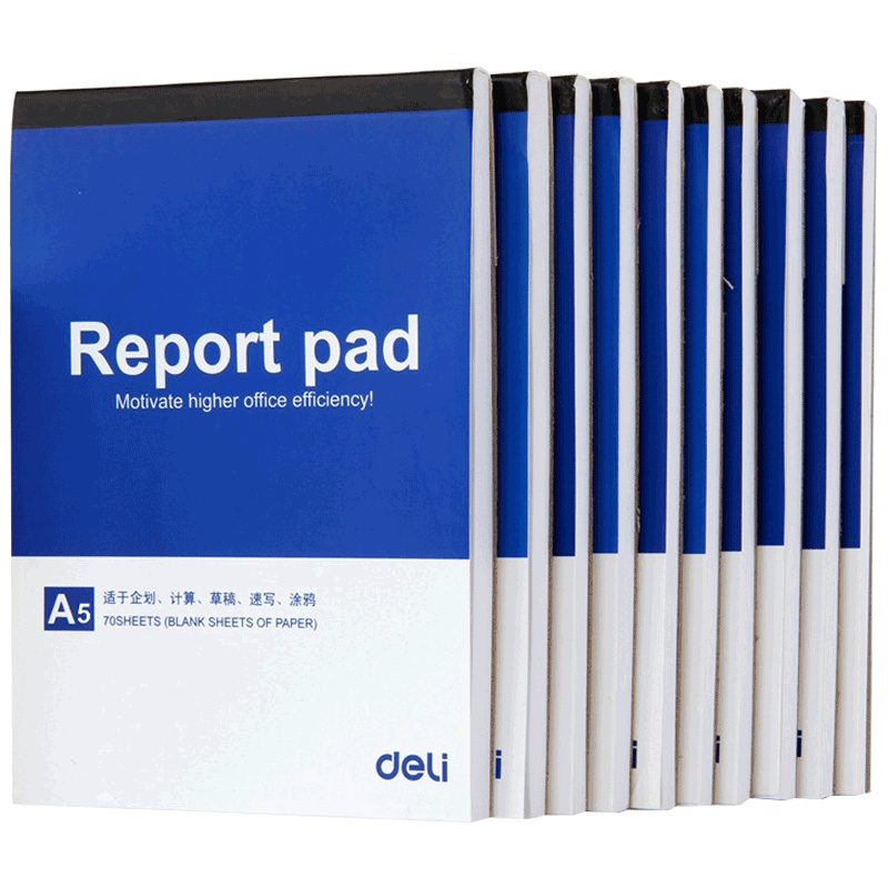 得力(deli)7712便条本10本 140*194mm便签本/A5日记本/速写本 演算纸草稿本内页空白 涂鸦本70页蓝