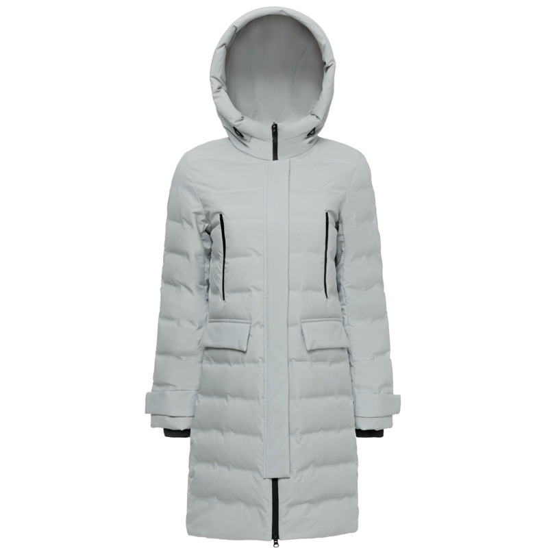 [直充绒]波司登19新款简约时尚连帽女中长款羽绒服女