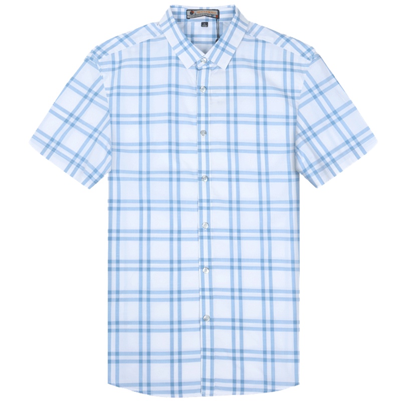 衬衫男商务正装修身职业装青年翻领格子上衣男士百搭休闲衬衣薄款