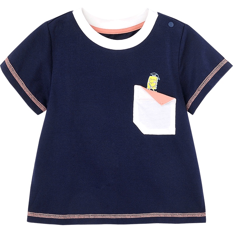 英氏儿童T恤可爱印花圆领套衣宝宝短袖休闲T恤 2021春夏新款