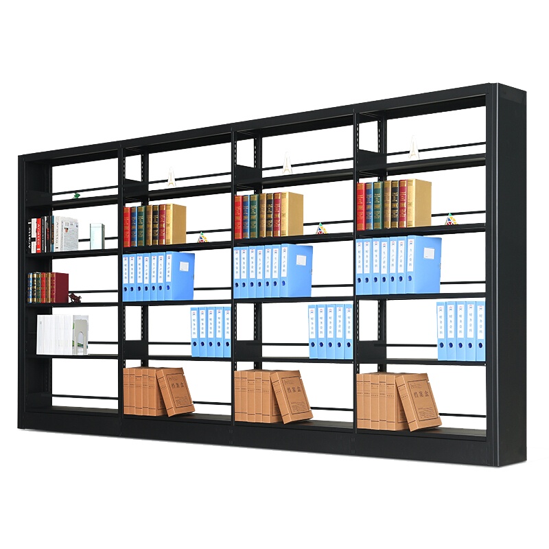 钢制转印书架学校图书馆书店书籍室阅览室双面书架资料架一列四组五层 黑色