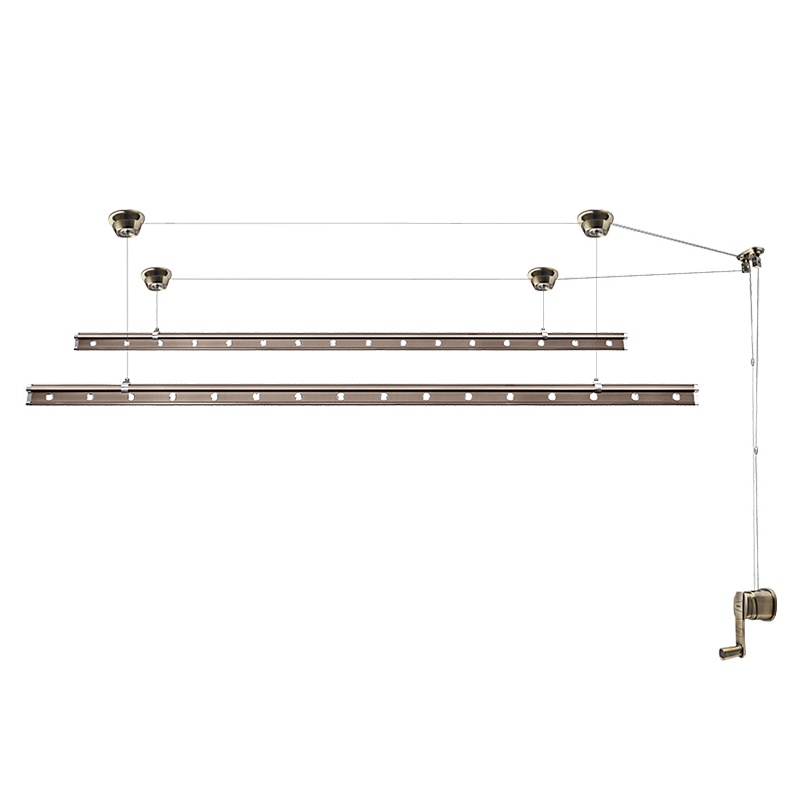 好太太(HOTATA)GW-9818C 手摇晾衣架 双杆式晒衣杆 便捷加强型连体晾杆