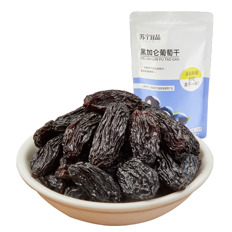 苏宁宜品黑加仑葡萄干200g 新疆特产健康零食无核无籽小包装零食蜜饯水果干