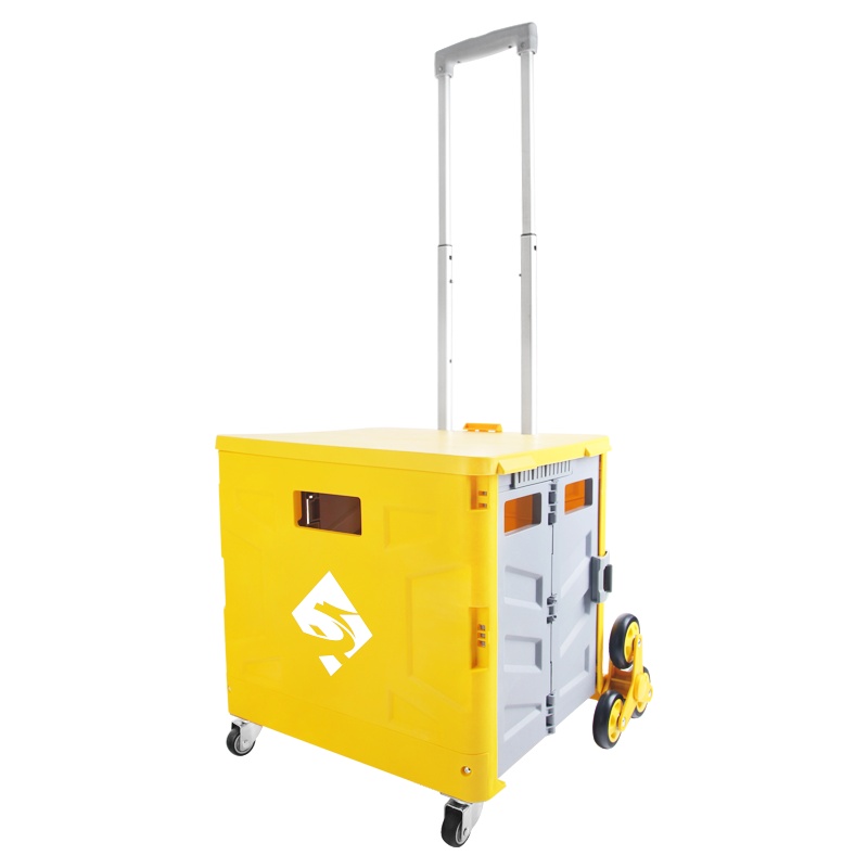 新越昌晖折叠购物车超市买菜车爬楼小推车手拉车便携手推车铝合金行李车拉杆车家用小拖车 柠檬黄 PL030