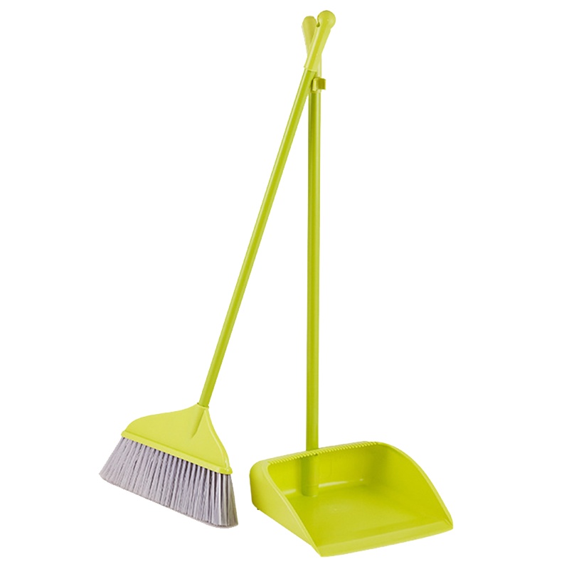 海斯迪克 HK-598 商用塑料软毛扫把簸箕套装 办公室扫帚垃圾斗组合扫地垃圾铲 绿色(12套)