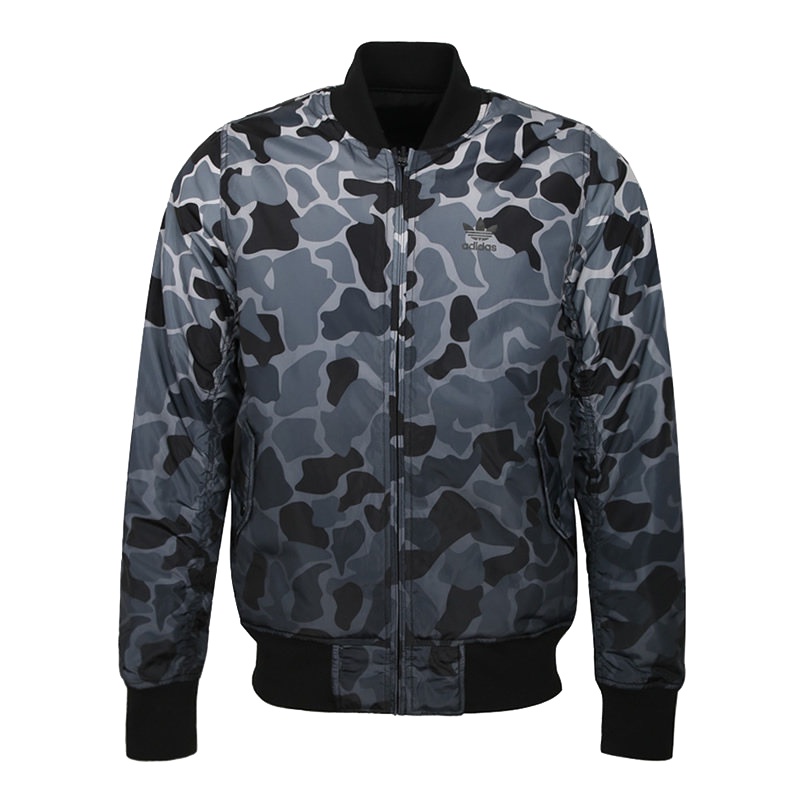 阿迪达斯(adidas)三叶草春秋男士立领迷彩渐变两面穿运动茄克棉衣外套DN8049