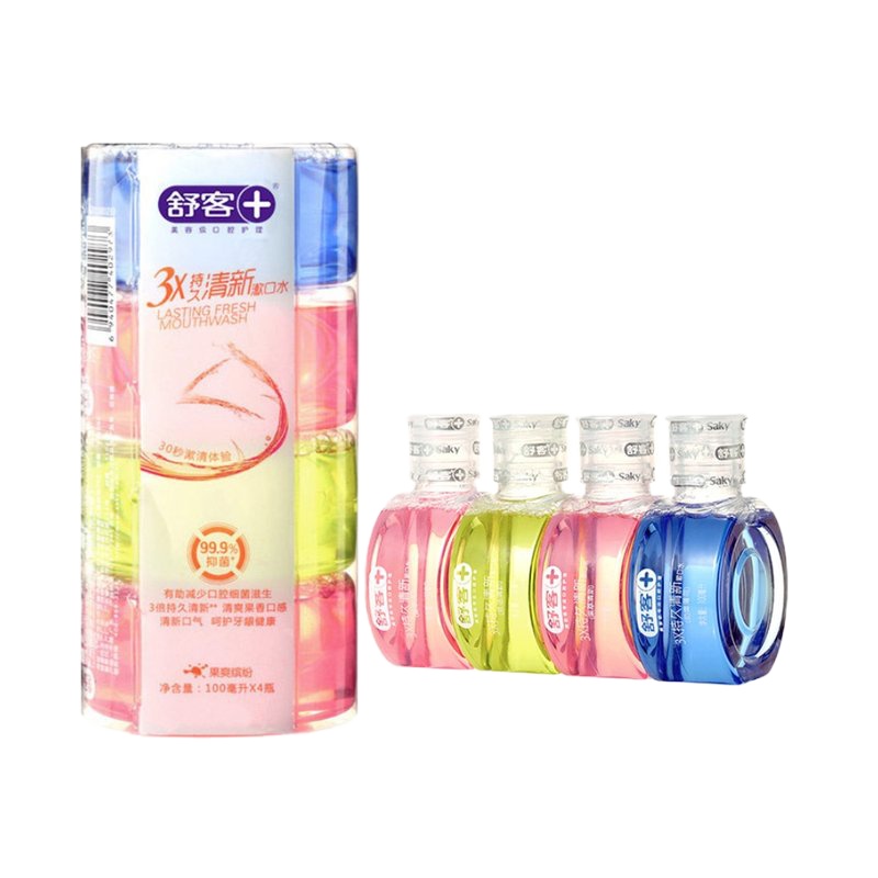 舒客+ 持久清新漱口水(果爽缤纷)100毫升*4