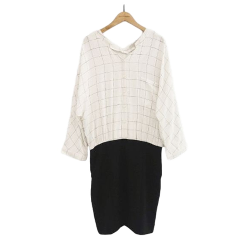 【福利款】拉夏贝尔ulifestyle秋季女装新款连衣裙韩版拼接格子衬衫包臀裙女