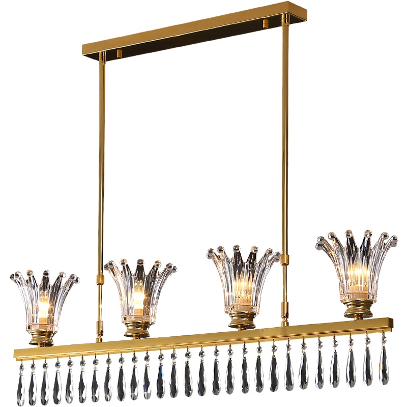 铜影 简约后现代LED轻奢水晶吊灯后现代简约温馨餐厅灯创意个性铁艺灯具 BD-D8813-4