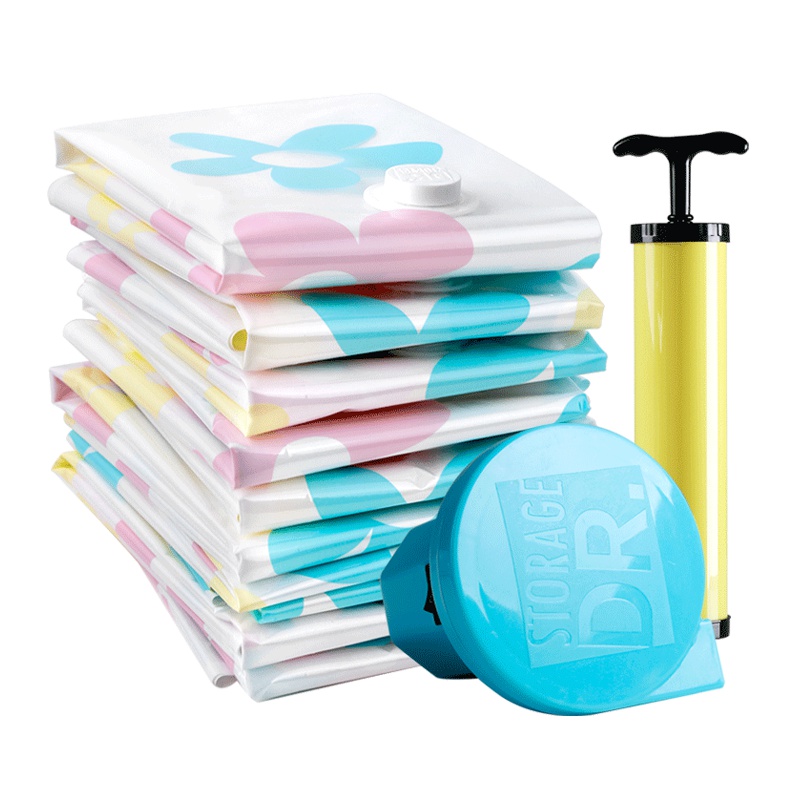 收纳博士 装8斤被子8个大号居家真空压缩袋(棉被)收纳袋送电泵 衣服收纳袋真空袋抽气袋配电泵手泵