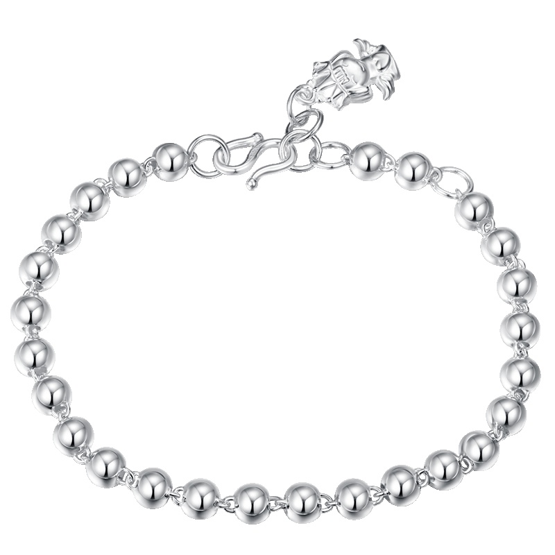 佰色传情(BRIR) 时尚百搭手饰女士5-6mm光珠天使银手链生日礼物