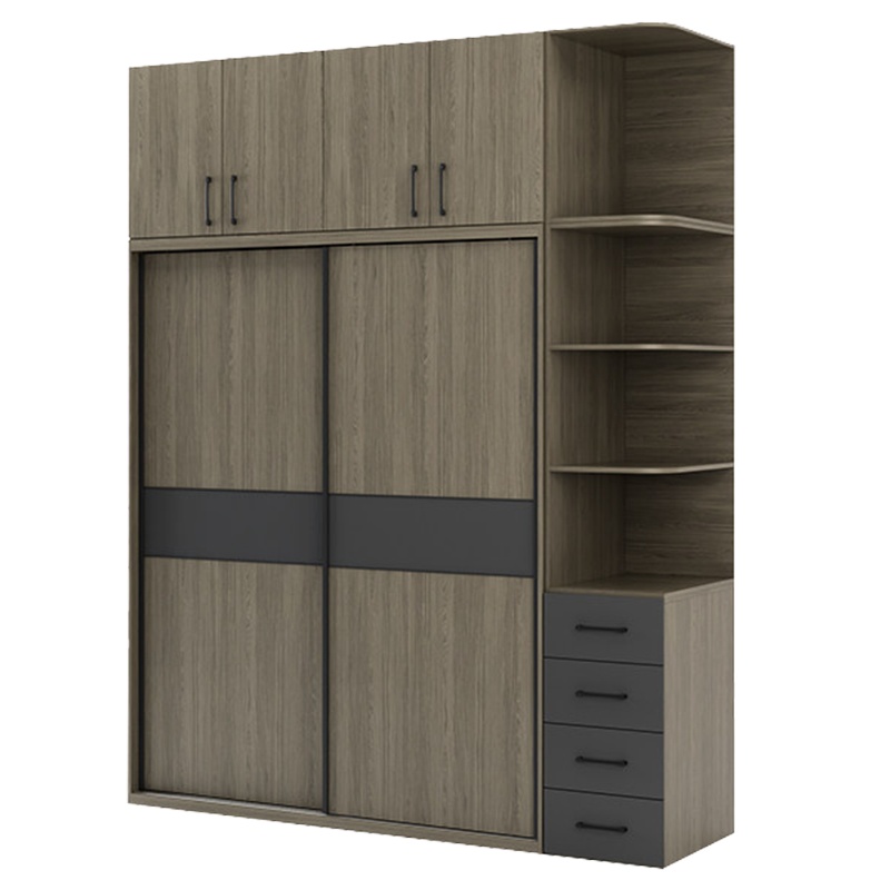 鑫金虎 北欧推拉门衣柜现代简约四门组装家用卧室经济型移门滑门组合衣橱1.8米