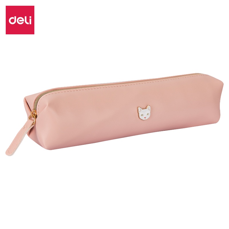 得力多功能笔袋创意简约帆布笔袋大容量放水学生铅笔包纯色可爱笔袋文具盒66866FEN