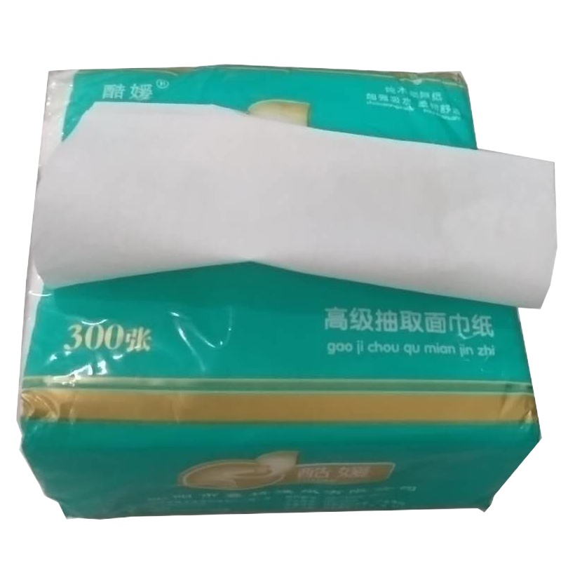 酷媛 木浆抽取面巾纸 180*95*300张每包 100包每箱 一箱装