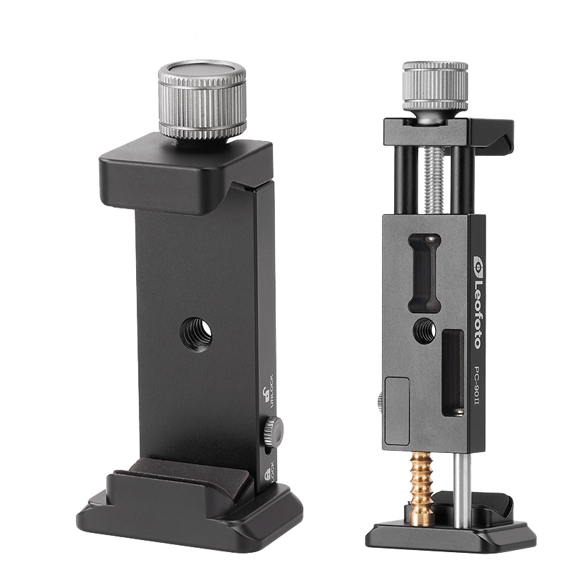 徕图Leofoto PC-90II+PS-1 手机夹底部雅佳燕尾槽设计手机摄影夹