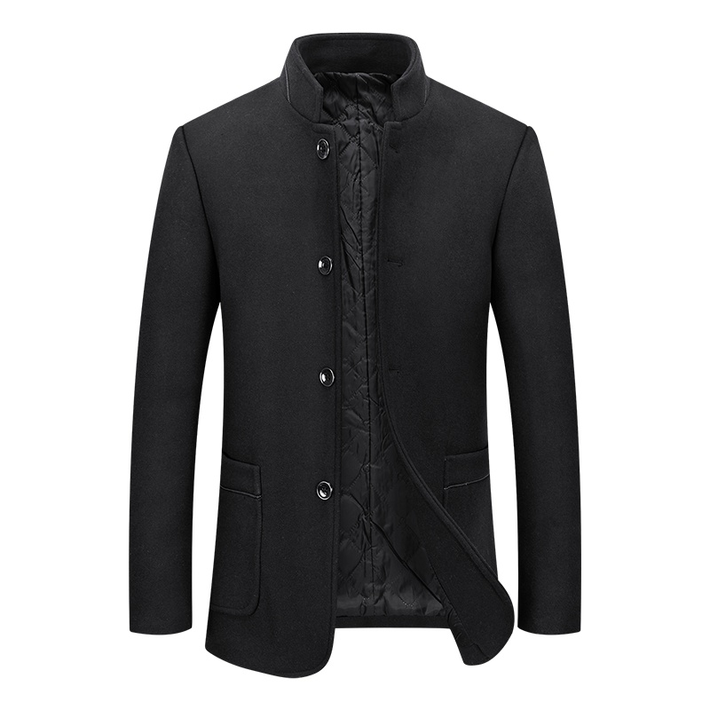 新款秋冬羊毛呢大衣男短款立领无双面呢男士呢子外套商务风衣. HN617