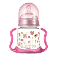 Baby-Nova婴乐之星婴儿宽口带手柄PP奶瓶-150ml（76005 - 粉红色(小花)