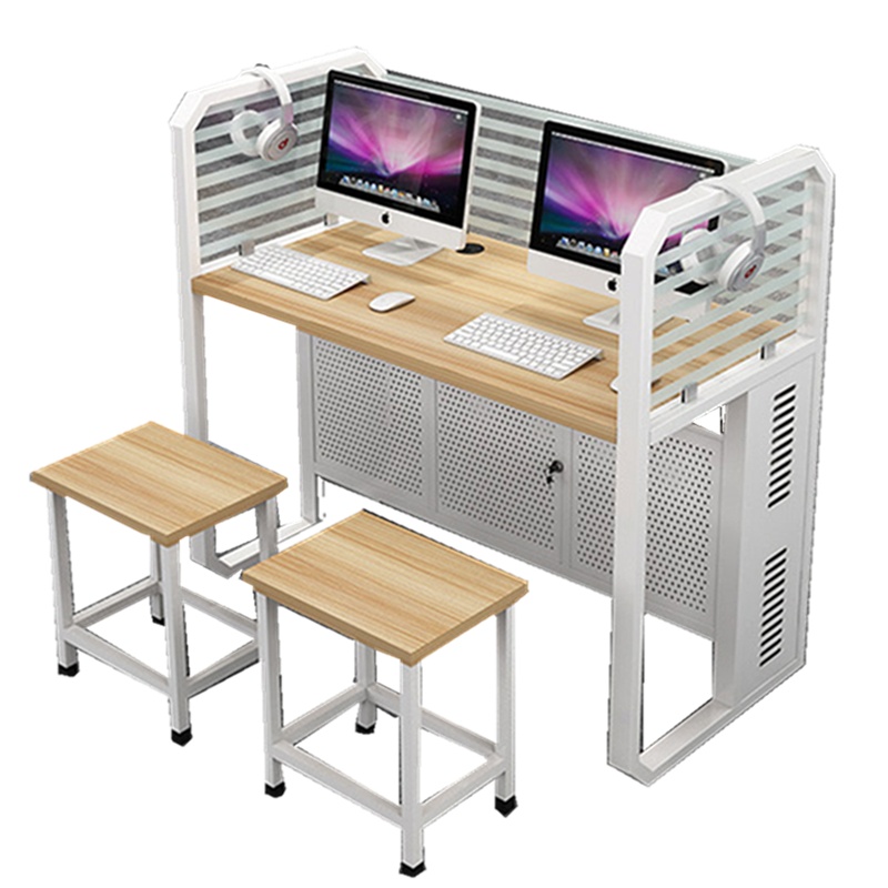 周鼎皖电脑室微机室台式电脑桌（1.4米玻璃屏风版）