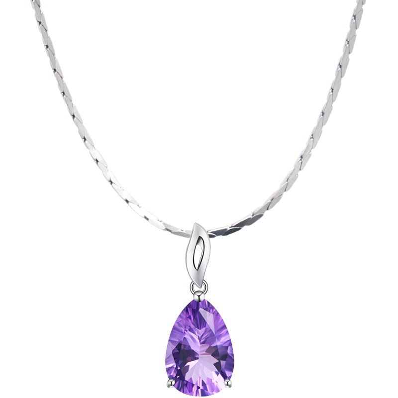 石头记海之恋天然紫水晶坠短项链925银锁骨链情人节送女友