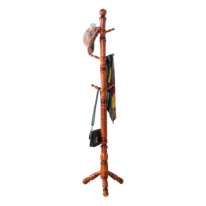 尔迈木衣帽架落地挂衣架卧室置衣架立式办公室衣架 红棕色