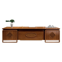 钜晟 新中式胡桃实木办公桌2.8米总裁办公桌董事长大班台JS-GLZB-2830