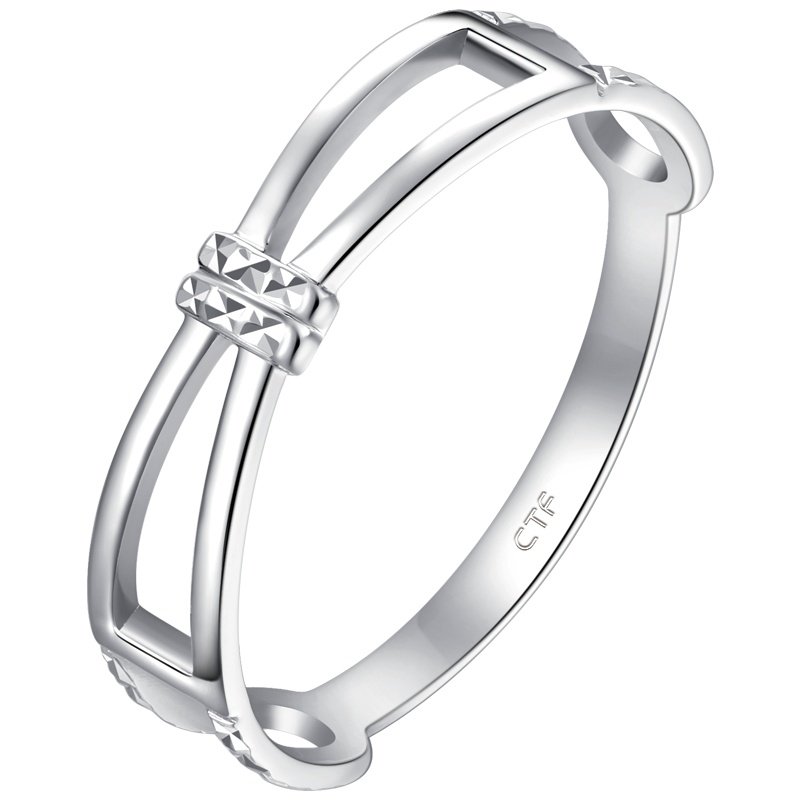 周大福Y时代简约线条PT950铂金戒指PT161238