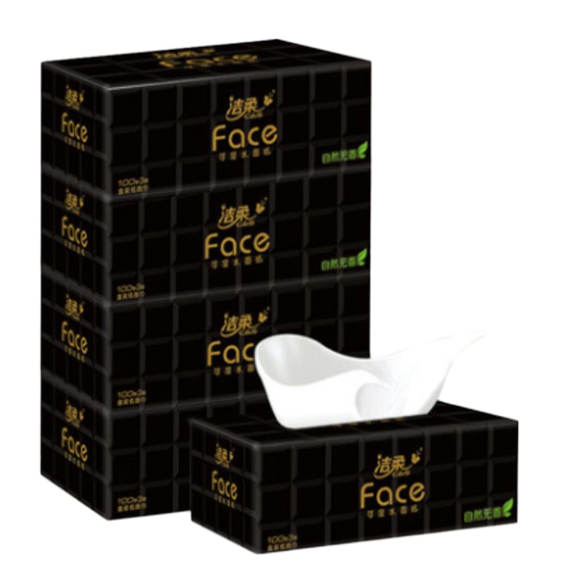 盒装抽纸洁柔Face自然无香 可湿水100抽*3层 4盒装