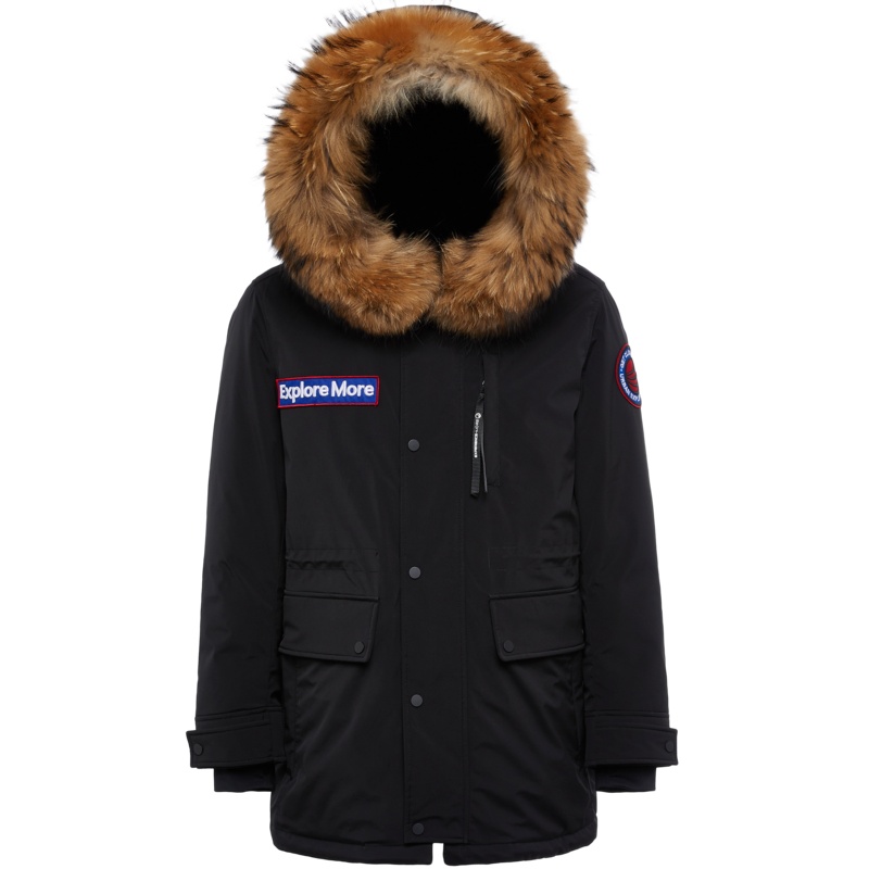 波司登羽绒服男中长款男士新款黑色大毛领宽松派克