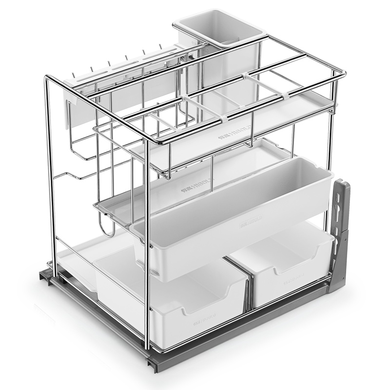 HIGOLD/悍高 橱柜调味品调料拉篮厨房橱柜304不锈钢篮阻尼导轨