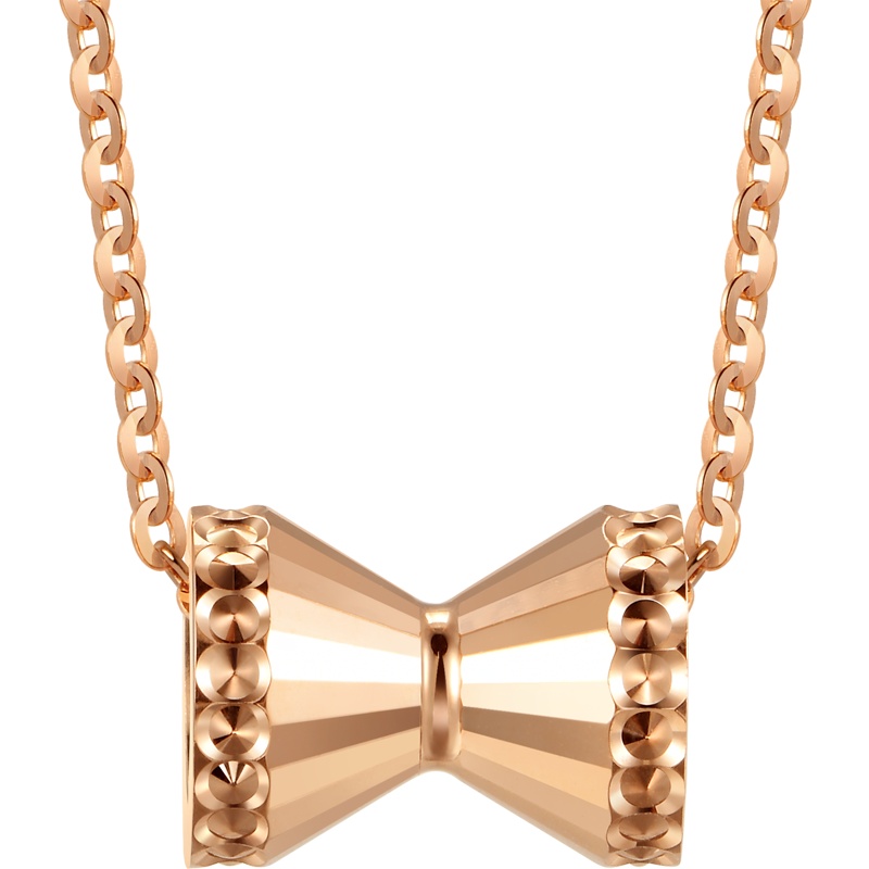 周生生(CHOW SANG SANG)18K红色黄金项链玫瑰金K金彩金幸运轮小蛮腰项链91572N定价