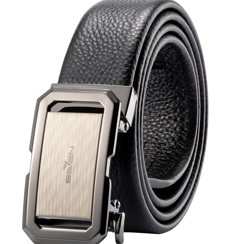 柒牌头层牛皮男士皮带纯牛皮商务自动扣简约裤带送礼礼盒装