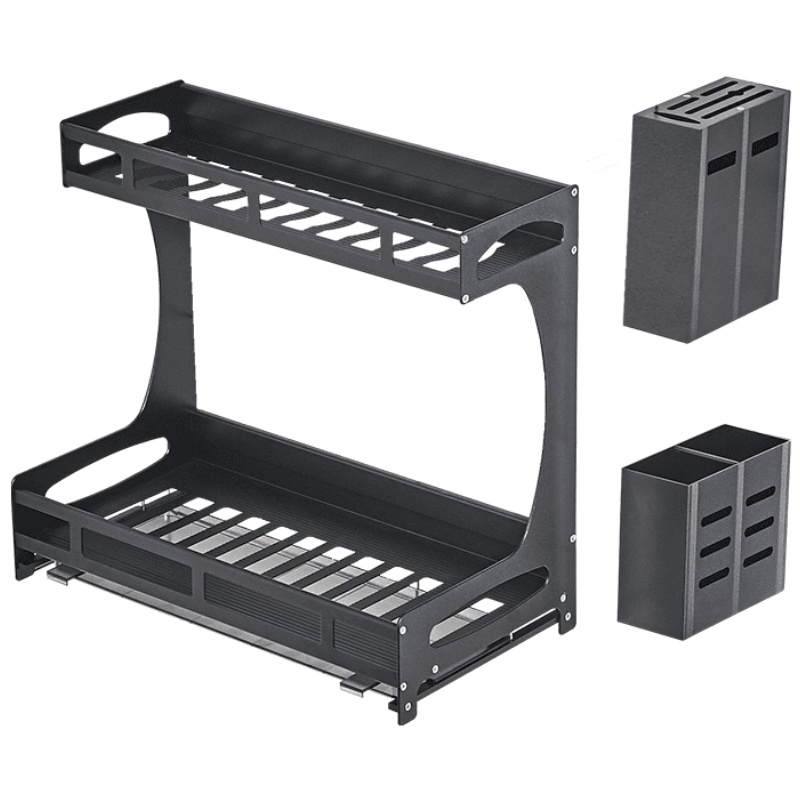 厨房置物架免打孔壁挂餐具台面筷子筒碗架刀架厨具收纳太空铝