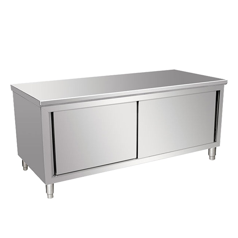 乐创(lecon)不锈钢操作台拉门工作台 工程款 打荷台饭店厨房储物柜 单拉门(201不锈钢)1.2*0.8*0.8米