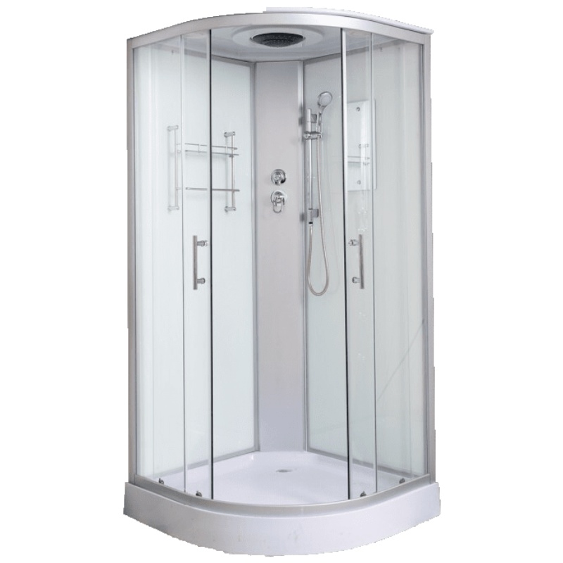 整体淋浴房浴室淋浴房隔断卫生间家用洗澡弧扇形简易沐浴房一体式 19新款带蹲便洗手110*110 不含蒸汽安心抵